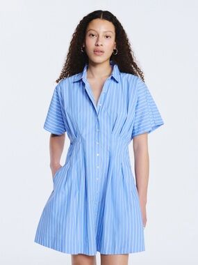 Blue Stripe Shirt Dress